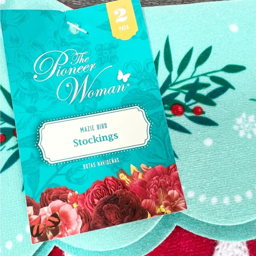 NWT Pioneer‎ Woman Mazie Stockings set of 2 Christmas Bird